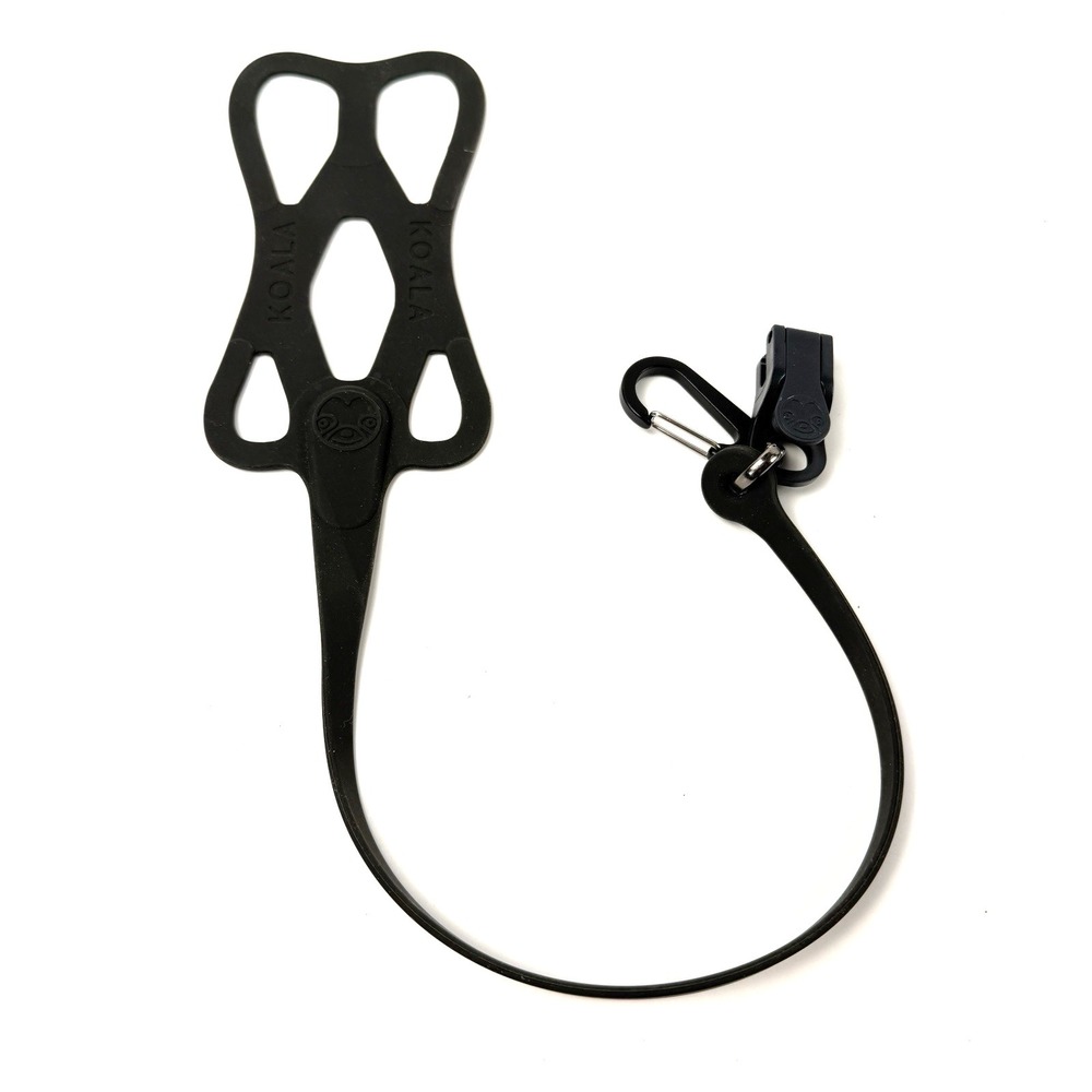 Hangtime Koala Phone Holder Stretchy Harness w/ Tether Clamp Carabiner Black